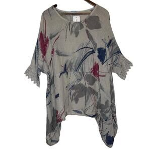 100% Lin Blanc Linen Oversized Tunic Top size 46 / US Large